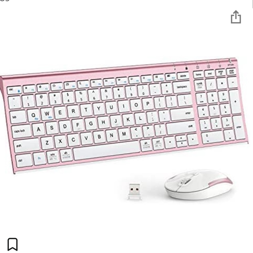 Wireless Keyboard and Mouse Combo Portable Wireless Keyboard Mouse, Rose Gold